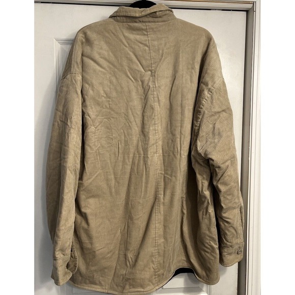 Mens Jacket Coat Tan Corduroy Fleece Lined 2XL Trucker Chore Button Up‎ Pockets - Picture 8 of 13